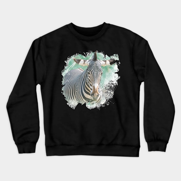 Zebra Animal Wildlife Jungle Nature Adventure Watercolor Crewneck Sweatshirt by Cubebox